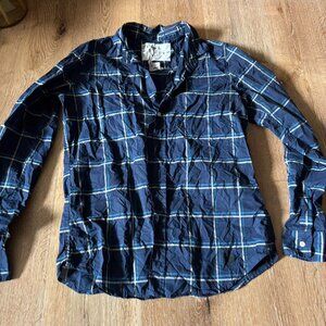 Frank & Eileen‎ 1947 Barry Navy Blue and White Plaid Button Down Size Medium